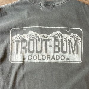 Orvis Mens Troutbum Colorado Fly Fishing Graphic Tee T-Shirt Size L green